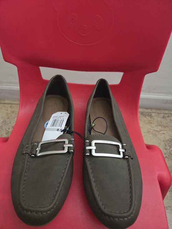 Nautica Shoes - Nautica Olive Green Moccasin Loafers with Silver Buckle